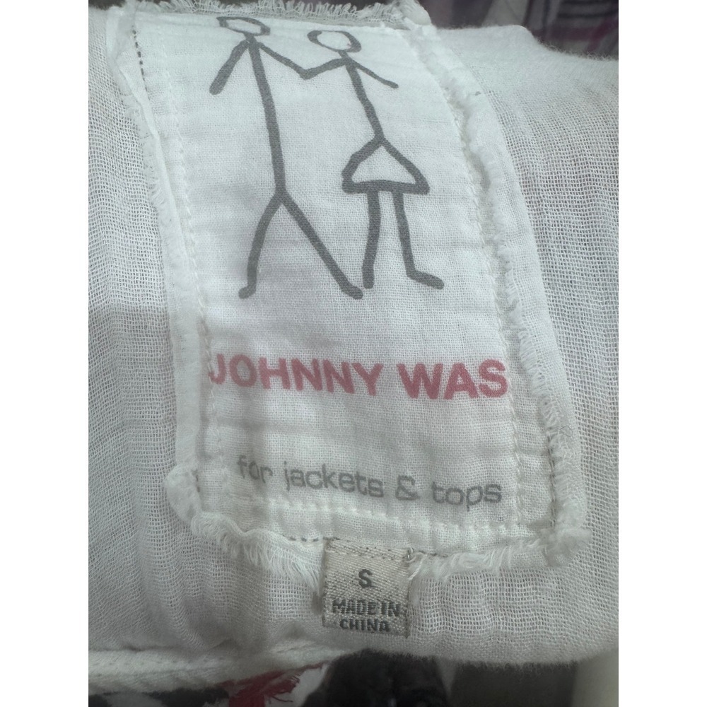Johnny Was White Cotton Gauze Embroidered Tassel Boho Top Size Small - Picture 3 of 3